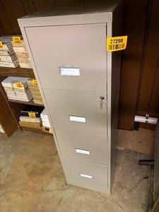 lot 27298 image: Four Drawer Metal Filing Cabinet