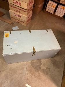 lot 27290 image: Vintage Painted Blue Wood Trunk