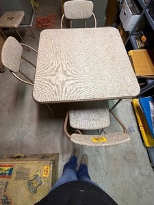 lot 27293 image: Set of Two Vintage Chairs with Padded Seat and Backrests, Copper Colored Legs