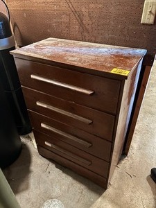 lot 27327 image: Antique Four Drawer Dresser Full of Christmas Supplies