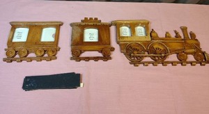 lot 154 image: Vintage Wooden Train Photo Frame Set - some finish wear and back stands are not attached