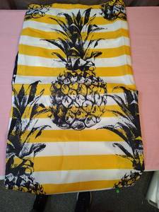 lot 162 image: Yellow Striped Pineapple Print Polyester Table Cloth 136 x 68