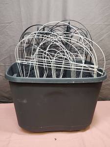 lot 404 image: Decorative Wire Garden Trellis Set and a small storage tub