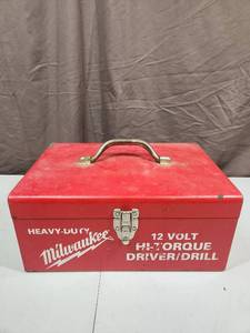 lot 468 image: Milwaukee 12V Hi-Torque DriverDrill Metal Case - empty case only, no tool