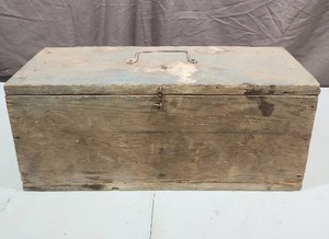 lot 481 image: Wooden Tool Box with Contents (tools and pipe parts). 20 W x 7 D x 9 H
