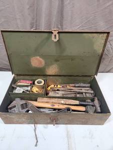 lot 492 image: Crescent Metal Tool Box Set with all contents - hammersmallets, wrenches and more