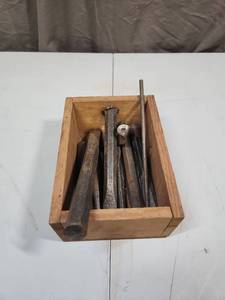 lot 494 image: Wooden box with Vintage Punches