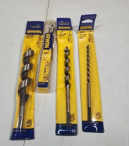 lot 503 image: Irwin Auger Drill Bit Set of 4 - Multiple Sizes - new in package