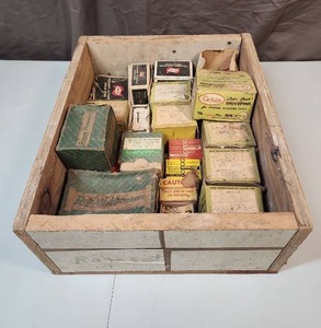 lot 516 image: Large Vintage wooden box filled with Ramset Fasteners and Power Tool Cartridges