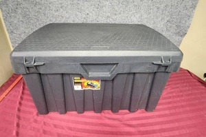 lot 9 image: Contico Pro TuffBin Heavy Duty Storage Box - Great for Truck Bed (no pad locks included).  36.75 W x 22.75 D x 20.25 H (no capacity listed - estimate 55-60 gal).  Very good condition