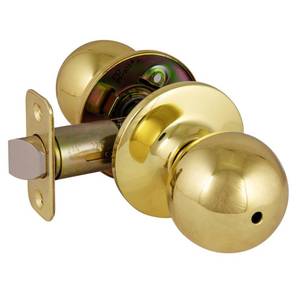 lot 2609 image: Design House 782920 Ball Privacy Bed and Bath Door Knob Polished Brass