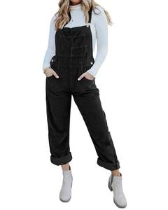 lot 2612 image: Onedreamer Womens Corduroy Overalls With Adjustable Straps, Baggy Bib Jumpsuit, Casual With Pockets Small