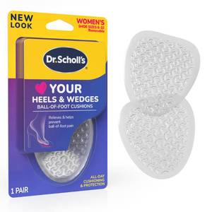 lot 2655 image: Dr. Scholls Love Your Heels & Wedges Ball of Foot Cushions for Women, 1 Pair, Metatarsal Pads Women - All-Day Comfort for High Heels - Relieve & Prevent Shoe Discomfort, No Sliding Stopper Pads
