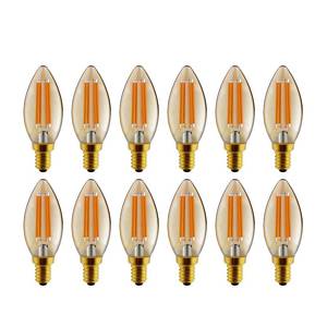 lot 2663 image: helloify B11 Dimmable Vintage LED Edison Candelabra Bulb, 60W Equivalent, High Brightness, Warm White 2500K, Amber Glass, CandlesChandelier Style, E12 Screw Base, 12 Pack