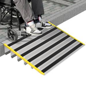 lot 2671 image: Nuvium 6 Rise Door Threshold Ramps for Doorways, Stable Yellow Edge, Aluminum Wheelchair Ramp for Home Steps, Adjustable Modular Entry Ramp for Scooters, Power Chairs, 880LBS Load Capacity, Retail $140