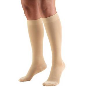 lot 2676 image: Truform 15-20 mmHg Compression Stockings for Men and Women, Knee High Length, Closed Toe, Beige, Medium
