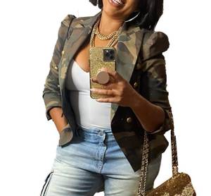 lot 2691 image: Womens Camouflage Cropped Jacket Casual Long Sleeve Camo Military Jackets with Pockets Size- 6