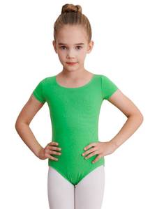 lot 2695 image: WEGETIT Gymnastics Leotards for Girls Ballet Dance Toddler Leotard Short Sleeve Bodysuit (Green, 10-12 Years)