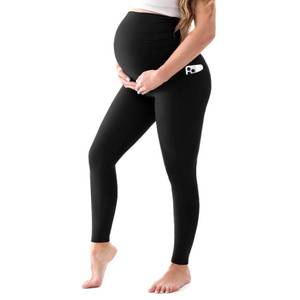 lot 2709 image: Walifrey Womens Maternity Leggings with Pockets Over The Belly,Pregnancy Yoga Pants Activewear Workout Leggings Black XL