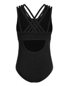 lot 2710 image: Arshiner Girls Ballet Leotards Dance Gymnastic Outfits Crisscross Straps Sleeveless Tank Bodysuit,Black,9-10 Years