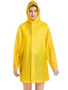 lot 2725 image: LANSHULAN Womens Unisex Easy Carried Translucent Thicken EVA Raincoat (M(5-55), Yellow)