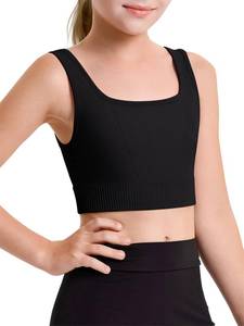 lot 2773 image: Haloumoning Girls Training Bra Sports Bra Kids Athletic Seamless Ribbed Stretchy Crop Tops Dance Yoga 8 Years Black