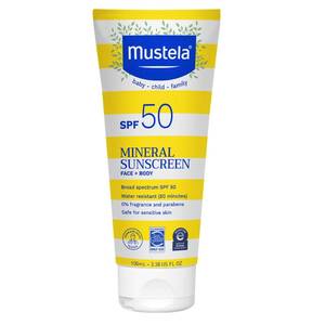 lot 2777 image: Mustela Baby Mineral Sunscreen Lotion SPF 50 Broad Spectrum - Face & Body Sun Lotion for Sensitive Skin - Water Resistant & Fragrance Free - Regular & Family Size
