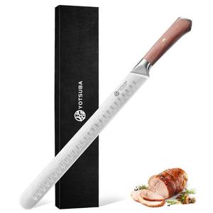 lot 2791 image: YOTSUBA Carving Knife, 12 inch Brisket Knives, High Carbon Steel Slicing Knives with Ergonomic Handle, Meat Cutting and BBQ Knife, Razor Sharp Carving Knives for Meat with Gift Box Retail- $25