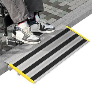 lot 2804 image: Nuvium 3 Rise Door Threshold Ramps for Doorways, Stable Yellow Edge, Aluminum Wheelchair Ramp for Home Steps, Adjustable Modular Entry Ramp for Scooters, Power Chairs, 880LBS Load Capacity, Retail $130
