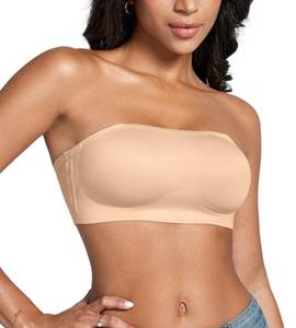 lot 2807 image: Strapless Bra for Women Non-Slip Silicone Bandeau Bra Wireless Clear Straps Comfy Tube Top Bralette Skin(1P2,XS)