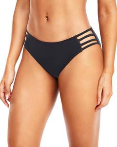 lot 2811 image: Tempt Me Women Black Strappy Bikini Bottom Full Coverage Bathing Suit Bottoms Swimsuit Bottom M