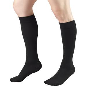 lot 2812 image: Truform Short Length 20-30 mmHg Compression Stockings for Men and Women, Reduced Length, Closed Toe, Black, X-Large