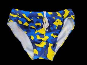lot 2813 image: Blue Yellow Camo Swimming Trunks, Drawstring, L