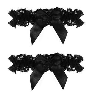 lot 2816 image: 2PCS Lace Wedding Garter for Bride, Black Garter Belt with Bowknot, Sexy Thigh Garters for Women, Legthigh Garters Belt for Wedding, Party, Gifts for Women and Girls��13.39-23.62 Inches��