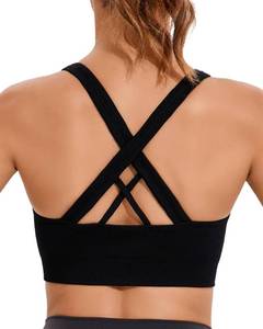lot 2820 image: RUNNING GIRL Black Sports Bra for Women, Criss-Cross Back Padded Sports Bras High Support Yoga Bra with Removable Cups(3012Black_M)