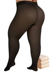 lot 2821 image: Buauty Plus Size Fleece Lined Tights Womens- Winter Warm Fake Translucent Thermal Pantyhose,Thick Leggings under Dresses Size- ML