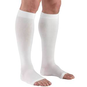lot 2826 image: Truform 20-30 mmHg Compression Stockings for Men and Women, Knee High Length, Open Toe, White, X-Large