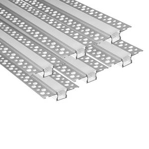 lot 2831 image: Plaster-in LED Aluminum Channel 6Pack 1m3.3ft Plaster LED Strip Light Diffuser Profile,Trimless Drywall Aluminum LED Channel Profile with Milky Diffuser Cover End Cap for Wall and Ceiling Retail- $54