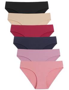 lot 2837 image: Caterlove Womens Seamless Underwear No Show Stretch Bikini Panties Silky Invisible Hipster 6 Pack (A, Medium)