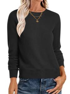 lot 2839 image: ANRABESS Sweaters for Women Long Sleeve Lightweight Crewneck Soft Basic Knit Loose Fit Pullover Top 2025 Fall Trendy Outfits Black Small
