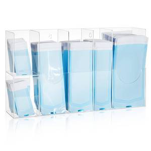 lot 2852 image: Leinuosen Clear Acrylic Sterilization Pouches Dispenser Rack Organizer Multi-Sized 6 Divided Stations Wall Mount Holder for All Size Sterilization Pouches