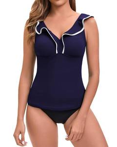 lot 2859 image: WOWENY Tankini Tops for Women Ruffle Swimwear Top Only Bathing Suit Tops Swim Shirts No Bottom(Blue, X-Large)