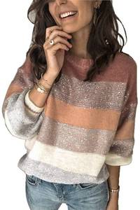 lot 2861 image: DUTUT Womens Long Sleeve Glitter Tops Crewneck Pullover Sweater Basic Casual Solid Color Tunic Tops Fall Soft Sweater Large