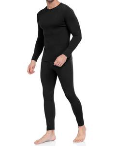 lot 2873 image: WEERTI Thermal Underwear for Men Long Johns with Fleece Lined Base Layer Men Cold Weather Top Bottom Black XS
