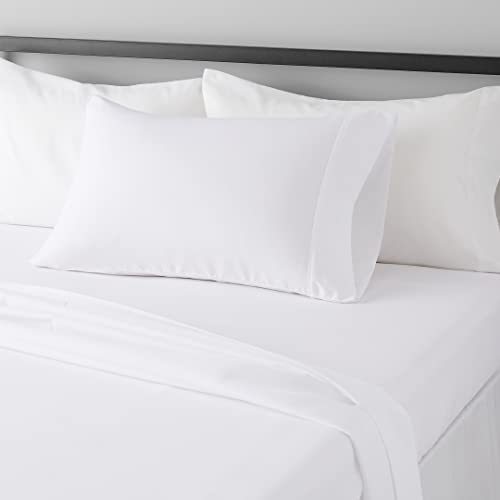 lot 1114 image: Lightweight Microfiber 3-Piece Bed Sheet Set with 14-Inch Deep Pockets, Twin, Bright White, Solid - Retail $21