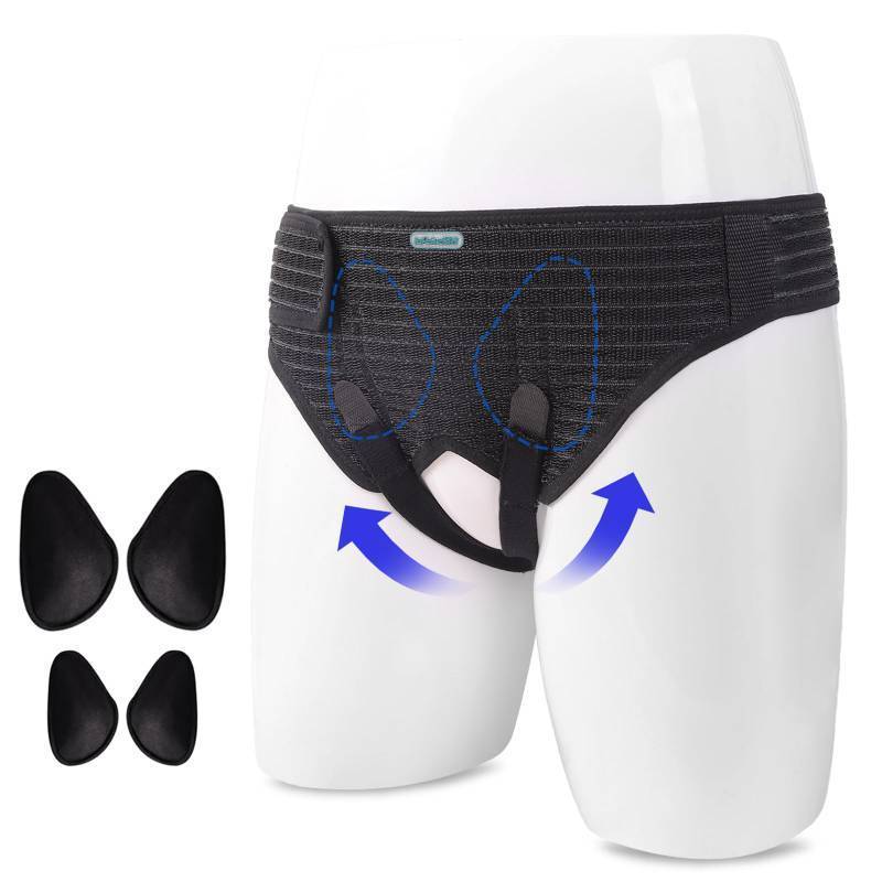 lot 1117 image: Hernia Belts for Men Inguinal Support Brace for Groin Pain&nbsp Adjustable Waist Guard Left or Right Side (M4Compression Pads) - Retail $32