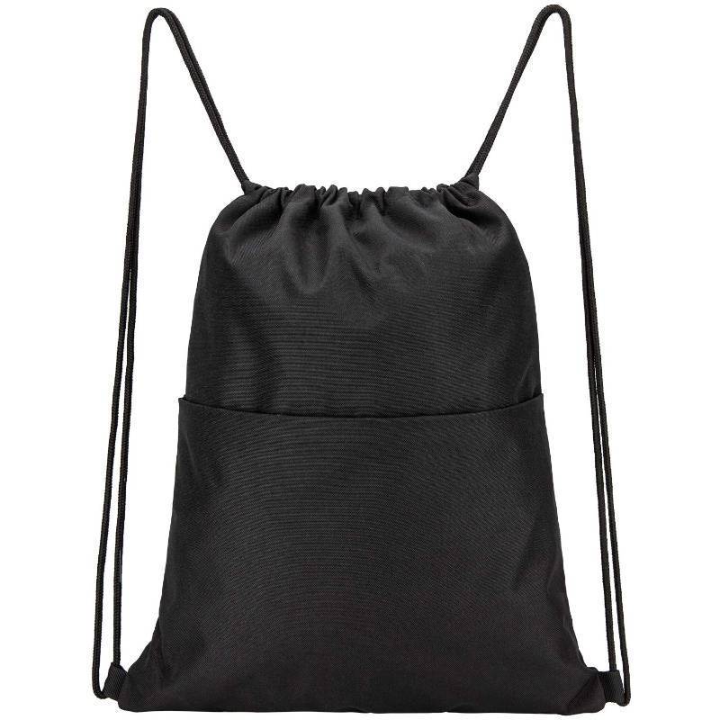 lot 1118 image: Drawstring Backpack Water Resistant String Bag - Black - Retail $13