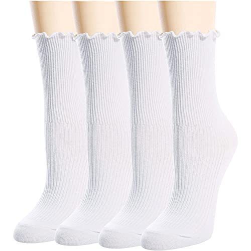 lot 1139 image: Ruffle Socks Women Lettuce Edge Socks Frilly Socks Women White - Retail $16