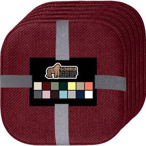 lot 1220 image: GORILLA GRIP Slip Resistant Chair Cushions, No Ties Required, Set of 6 Memory Foam Pads for Dining Room, Kitchen Table, Office, Rocking Chairs, Plush Seat Cover Cushion Pad, Home Decor, 16x16, Wine - Retail $59