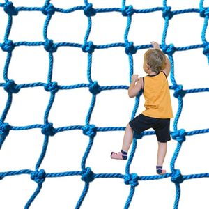 lot 1235 image: LIUNI Polyester Climbing Cargo Net for Kids Outdoor Heavy-Duty Hand-Knitting for Pet Stairs Balcony Railings Protection Rope Fall Protection Bar Wall Decoration Net(Size3x3m9.8x9.8ft,ColorBlue) - Retail $164